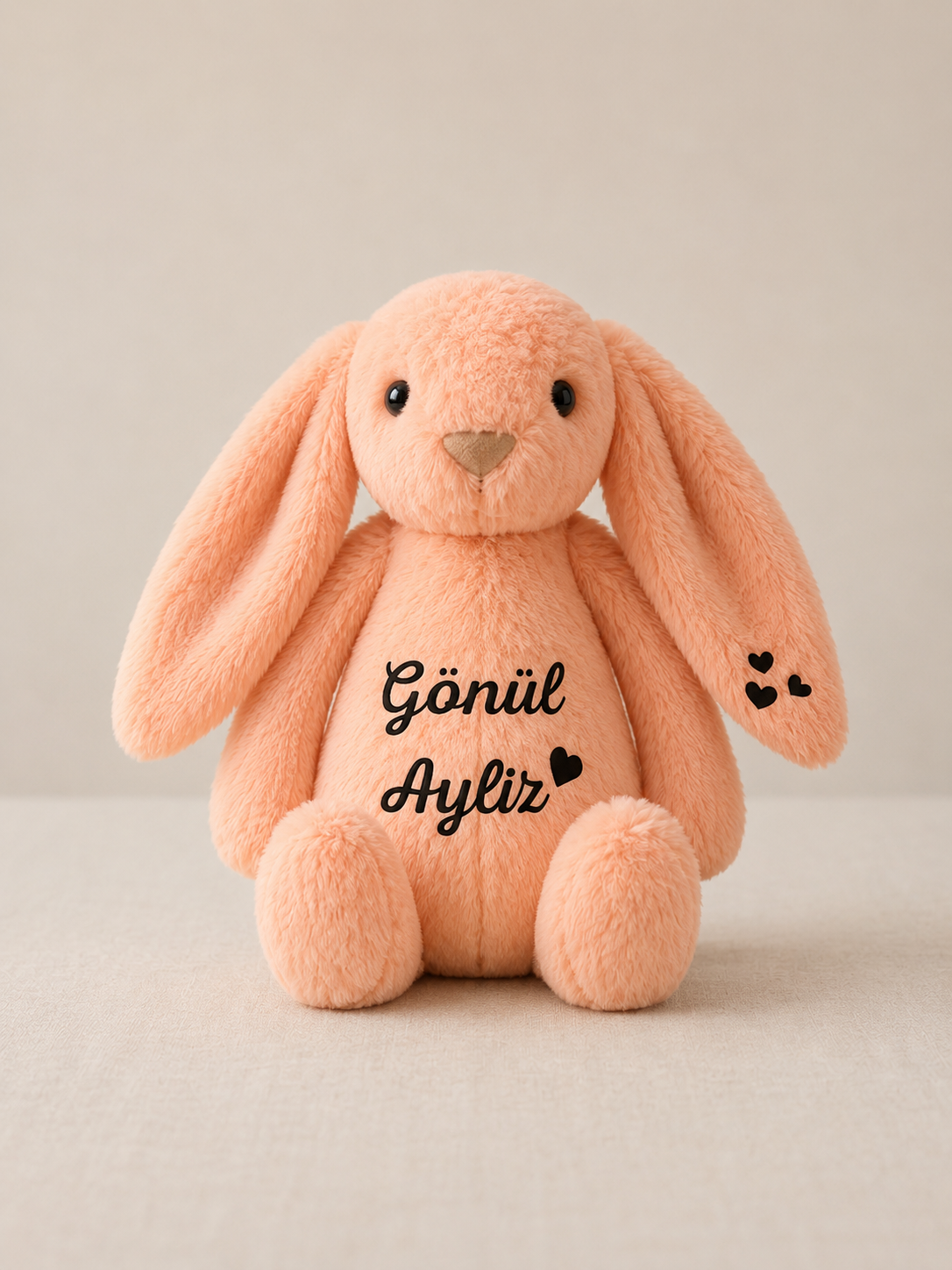Kişiye Özel Peluş Tavşan Uyku Arkadaşı Turuncu Renk